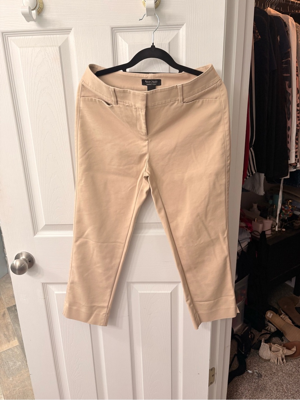 White House Black Market Beige Straight Crop Pants